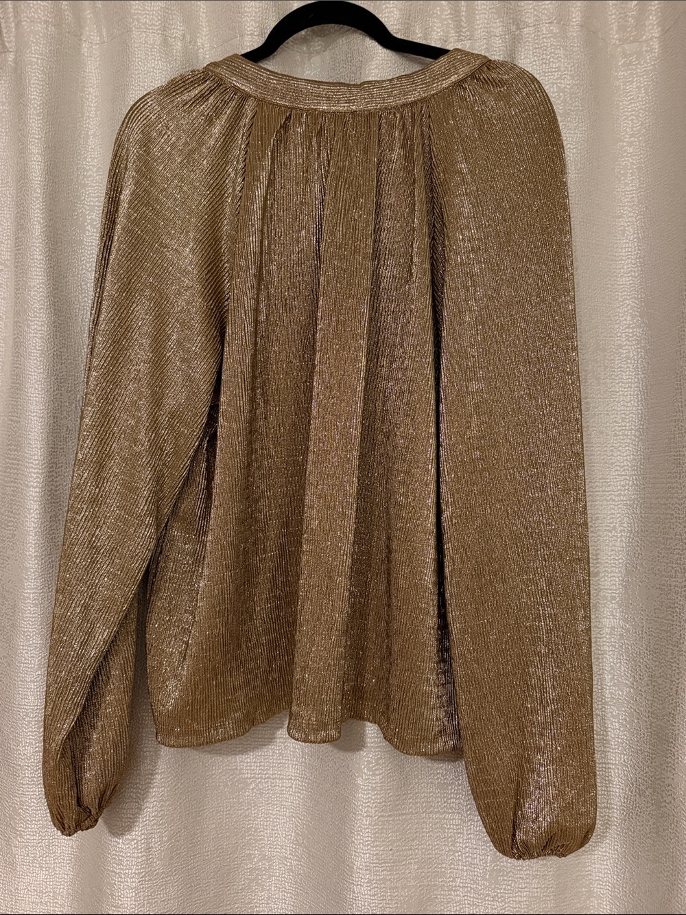 LOFT Shimmery Gold Long-Sleeve Peasant Top - Picture 4 of 4